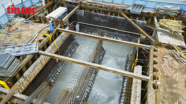 Một hạng mục kết cấu của hầm chui Cổ Linh đang được thi công cuối tháng 5/2026